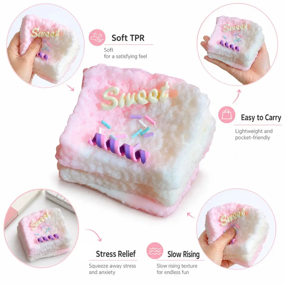Kawaii Slow Rebound Toast Squeeze Soft Cartoon Fidget Squeeze Anti-stress Mochi Squish Foam Stress Relief