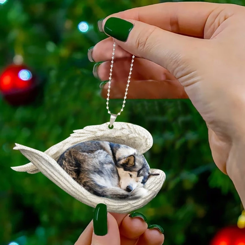 Beautiful Acrylic Christmas Angel Dog Pendant for Gift Giving Dropshipping