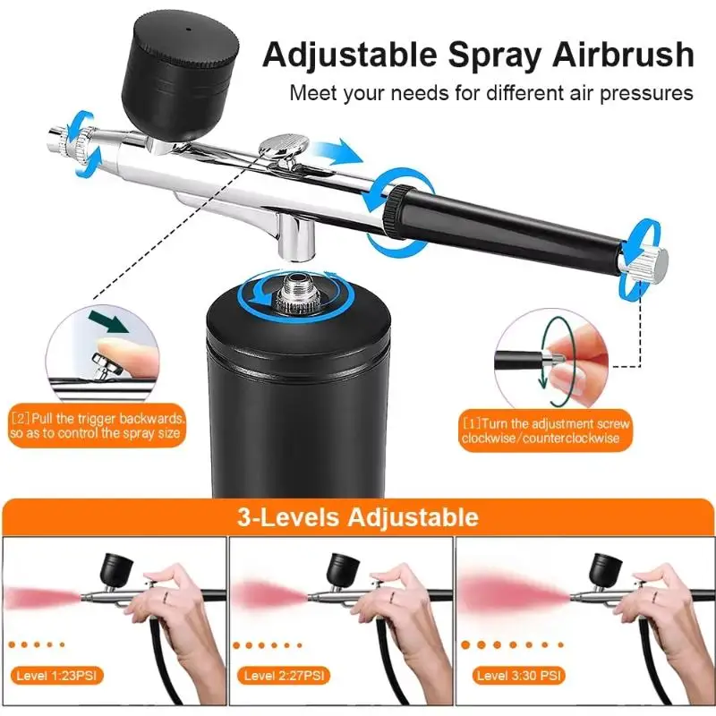 New Portable Airbrush Set With Compressor USB Charging 03mm Nozzle For Painting Tattoo Manicure Makeup Model Coloring