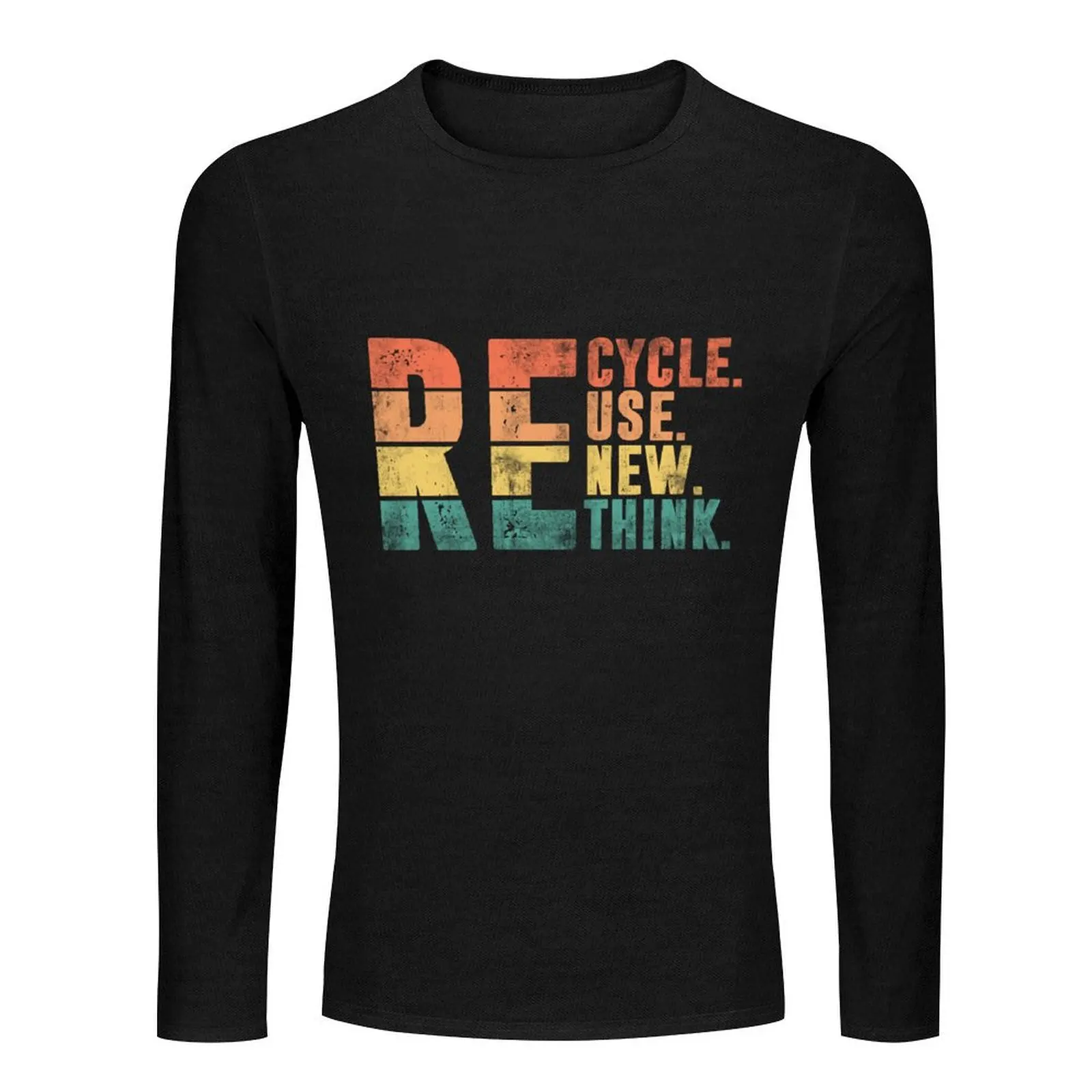 Recycle Reuse Renew Rethink Graphic Vintage Retro Long T-Shirt quick drying t-shirt oversized t shirt T-shirts for men cotton