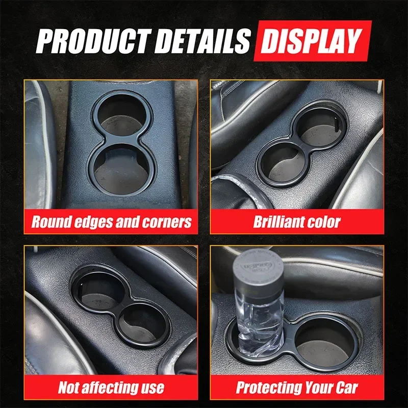 

For Hummer H3 2005-2009 Aluminum alloy matte black car styling water cup holder decorative ring sticker interior accessories