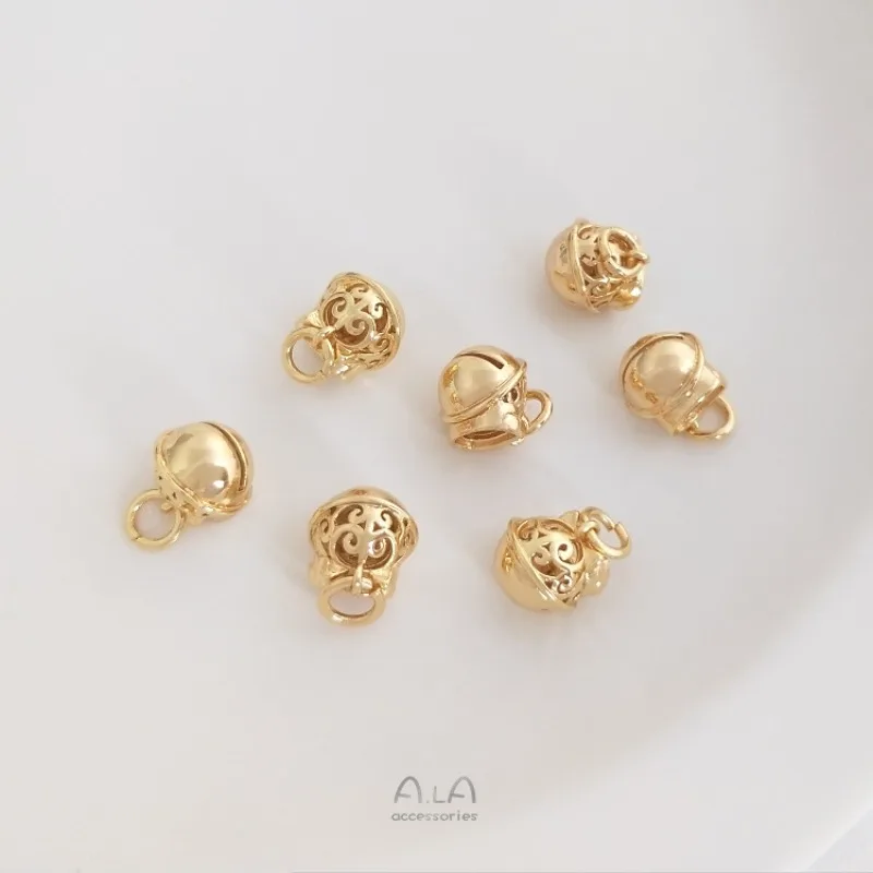 14K Gold Color-preserving Cat Bell Pendant Can Be Set With Ring Surface Handmade DIY Pendant Bracelet Necklace Jewelry Pendant