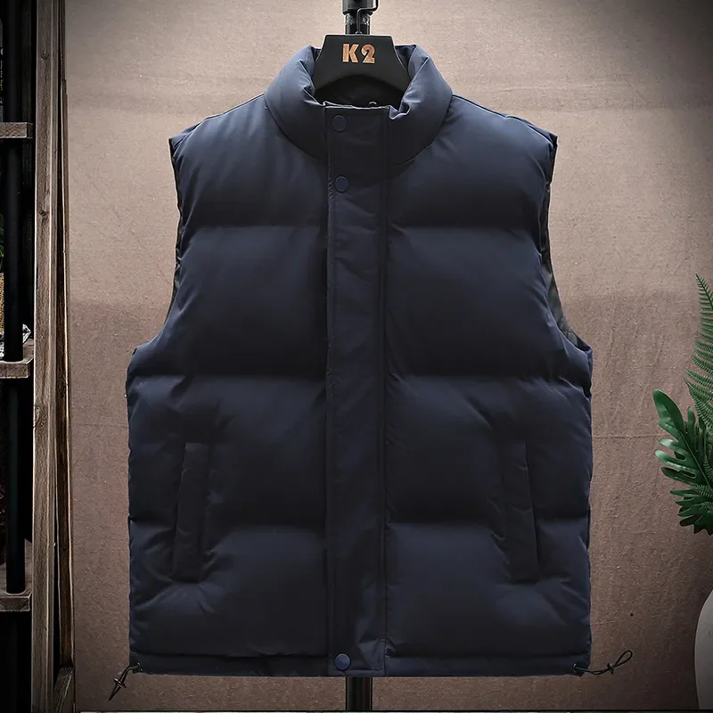 Men Vest Jacket Autumn Winter Big Size Vest Jacket Sleeveless Jacket Solid Color White Puffer Jacket Streetwear Fashion 2023 Men