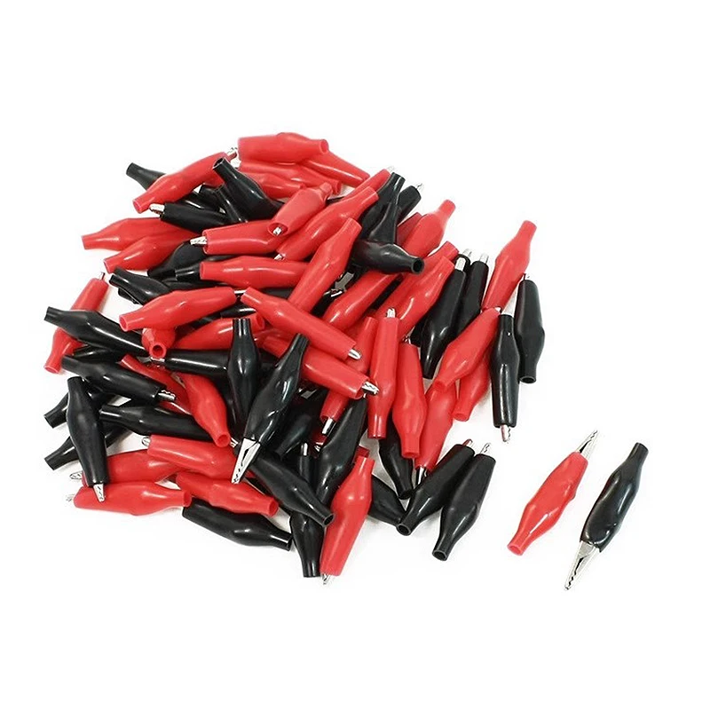 20pcs 28MM Metal Alligator Clip G98 Crocodile Electrical Clamp Testing Probe Meter Black Red with Plastic Boot Car Auto Battery