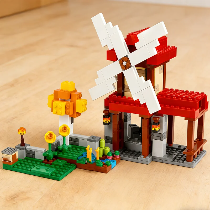 

Совместимые наборы MOC: Серия конструкторов MC My Mini World Game, 21262, Фермерский дом с ветряной мельницей, игрушки для сборки, подарок