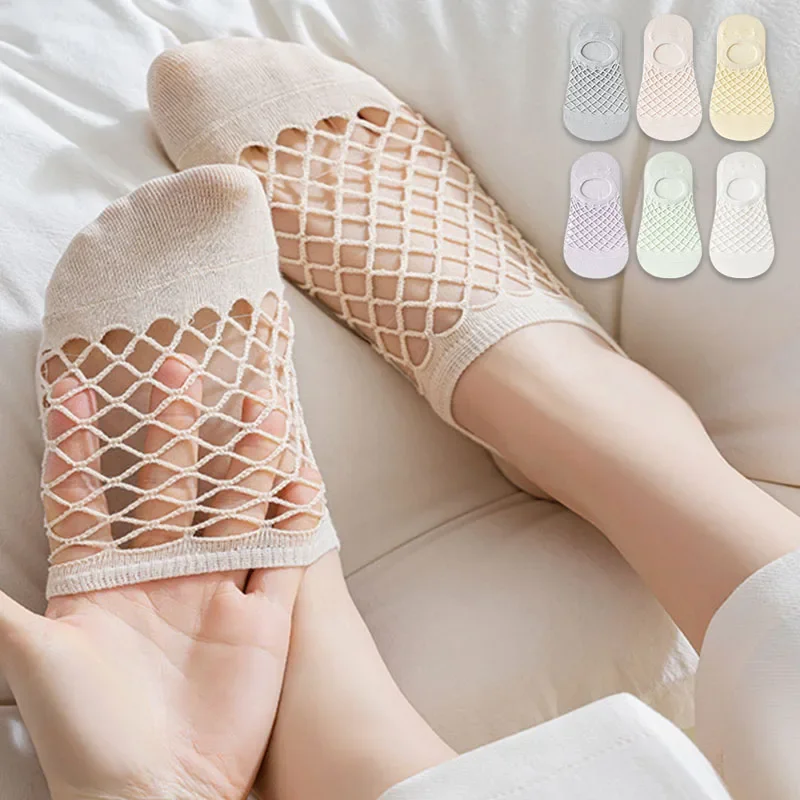 Woman Cotton Short Socks Summer Ultra-thin Breathable Fishnet Sock Casual Mesh Solid Color Girl Sox Calcetines De Seda Mujer