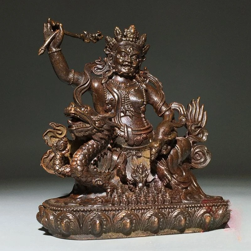 Antique Dragon White Jambhala Buddha StatueTibetan Buddhist Wealth God Dzambhala Figurine Home Feng Shui Decor Ornament