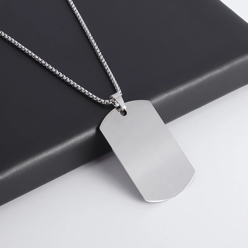 Hot Sale Pendant Smooth Plate Tag Men Retro Necklace Jewelry