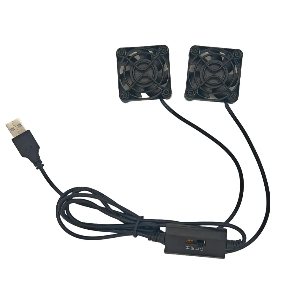 1Pc 40mm USB Dual Cooling Fan, Speed‑Adjustable IP68 Waterproof Fan for Desk Laptop Electronic Devices Heat Dissipation