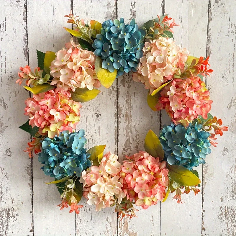 Artificial Flower Wreaths Fake Leaves Wreath Spring Summer Wreaths Front Door Wreath Holiday Hanging Garland for Wedding Holiday