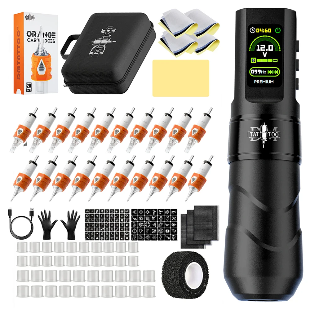 New Cool MASS Tattoo Pen Kit Rotary Wireless For Permanent High Quality Makeup Tattoo Machine Kit  Tattoo Gun Kit Tattoo Artist