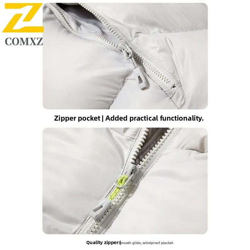 COMXZ Piumino invernale di lusso Uomo Donna Nuovo piumino caldo da sci con cappuccio Escursionismo sulla neve all'aperto Piumino d'anatra bianco antivento