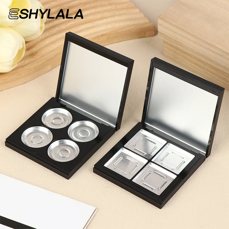 4 Grids Empty Magnetic Cosmetics Palette Holder Box Professional Lip Gloss Case With Mirror Powder Blusher Box For Eyeshadow