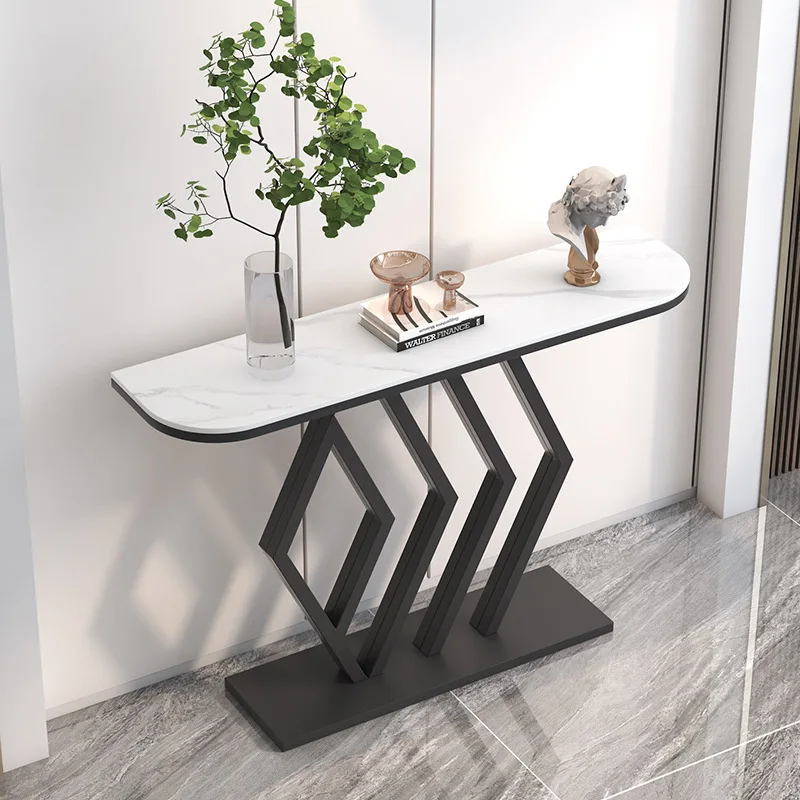 Entrance cabinet simple long entrance table semi-circular decoration end view table metal small table