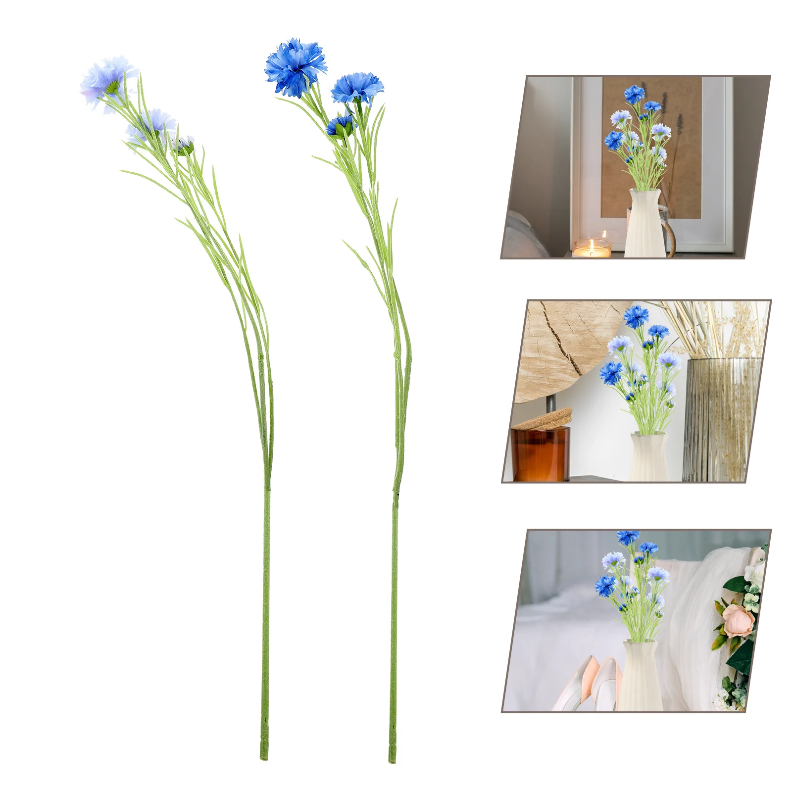 2 Pcs Stems for Artificial Flowers Simulation Car Cornflower Bulk Fresh Prop Blue