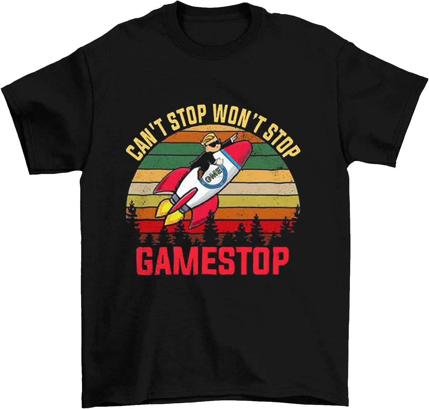 

Elon Musk Can't Stop Won't Stop Gamestop Vintage T-Shirt, Classic Movie Shirt, Funny T-Shirt Black