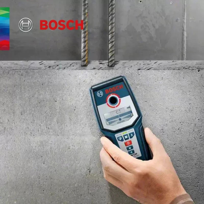 Bosch GMS120 cyfrowy skaner profesjonalny narzędzie pomiarowe detektor przewodów w ścianie urządzenia do skanowania metalu do okablowania na żywo z