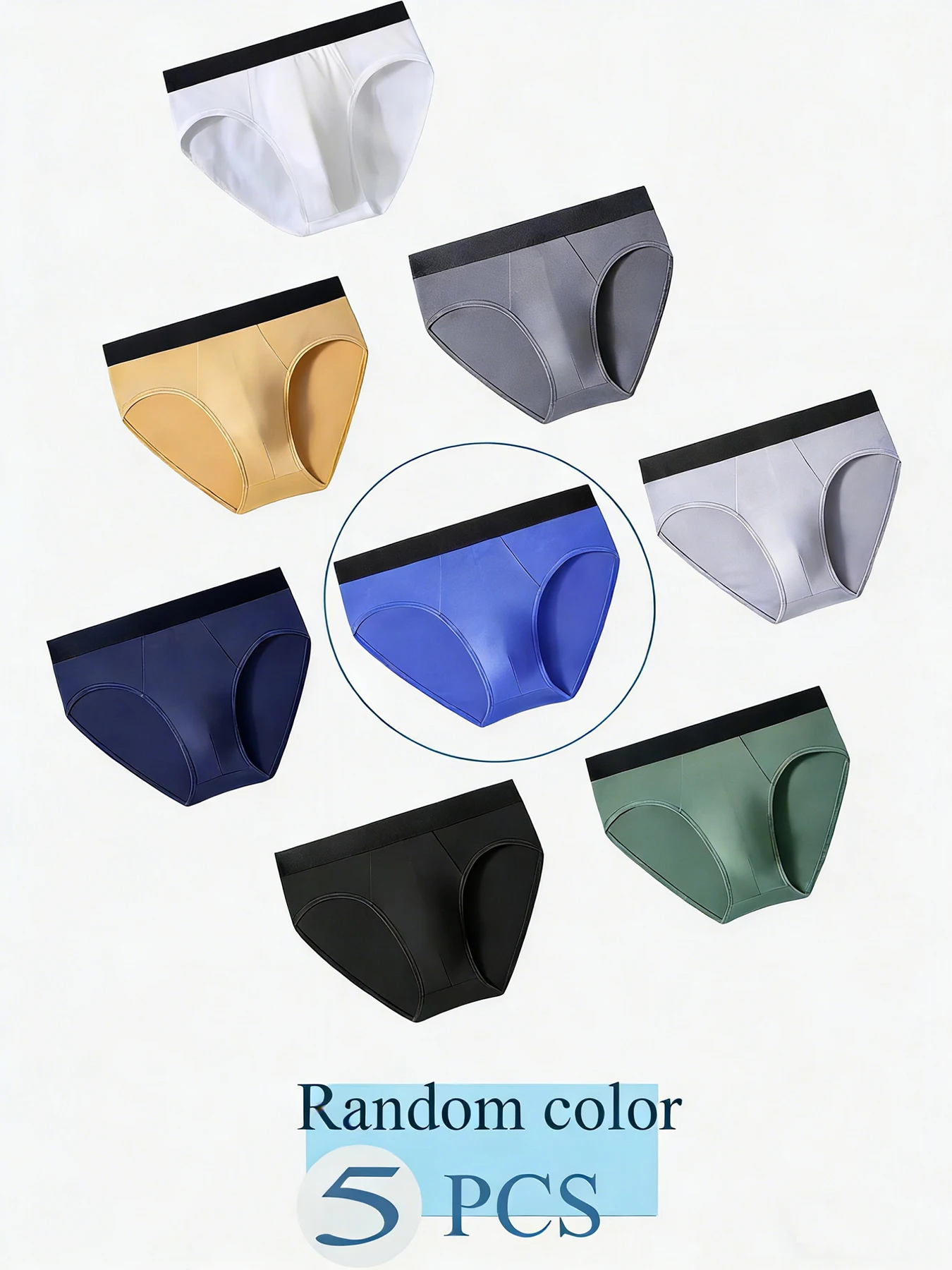 

5 шт. мужских трусов в случайных цветах, простой повседневный стиль, удобный и дышащий комплект мужского нижнего белья