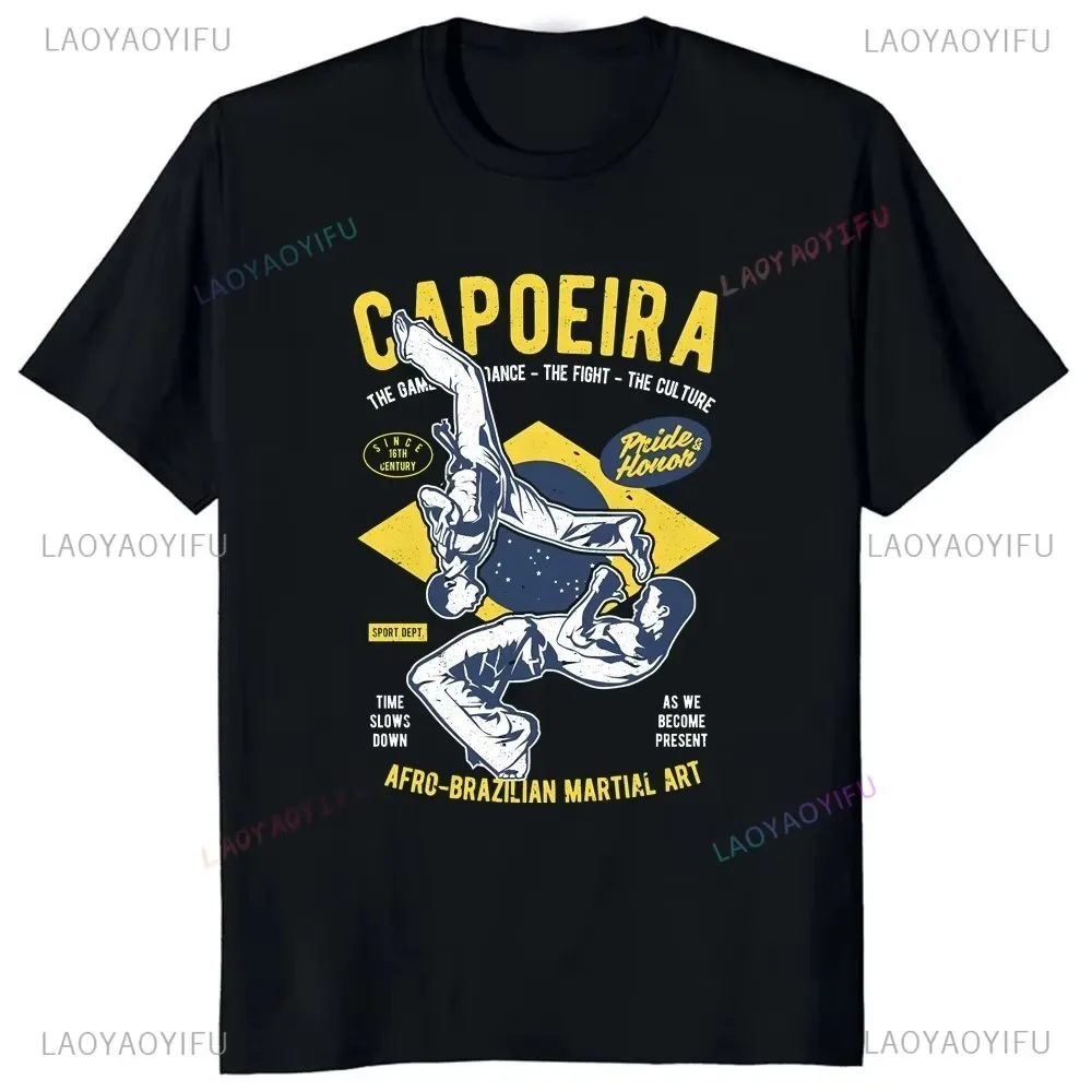 

I Love Brazilian War Dance Print T-shirt Top Capoeira Summer Trend Short Sleeve Neutral Shirt Cotton Oversized Loose T-shirt