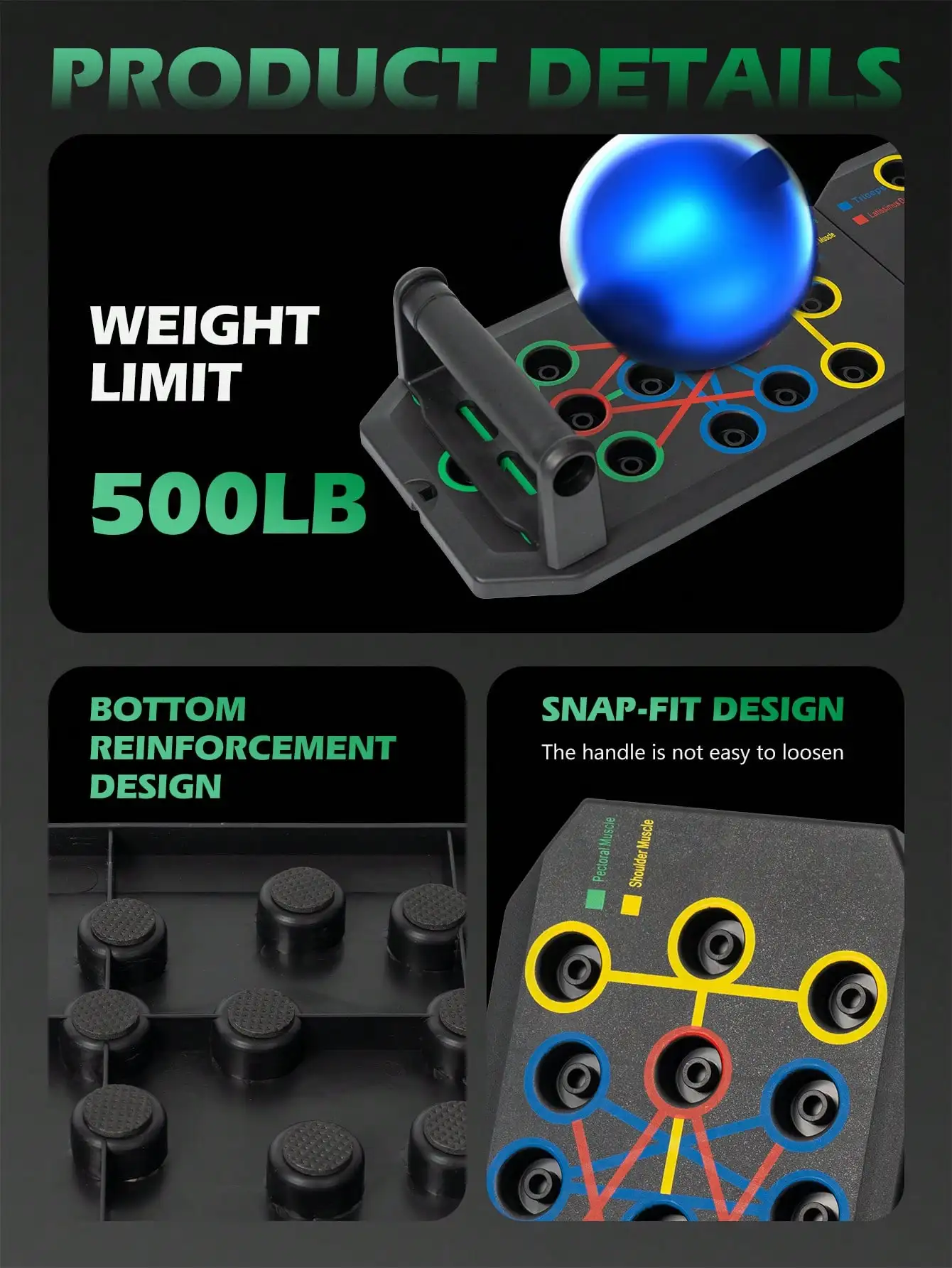 لوح رفع صلب متعدد الوظائف: معدات اللياقة البدنية المنزلية لتدريب قوة الصدر/الذراع (الرجال والنساء)