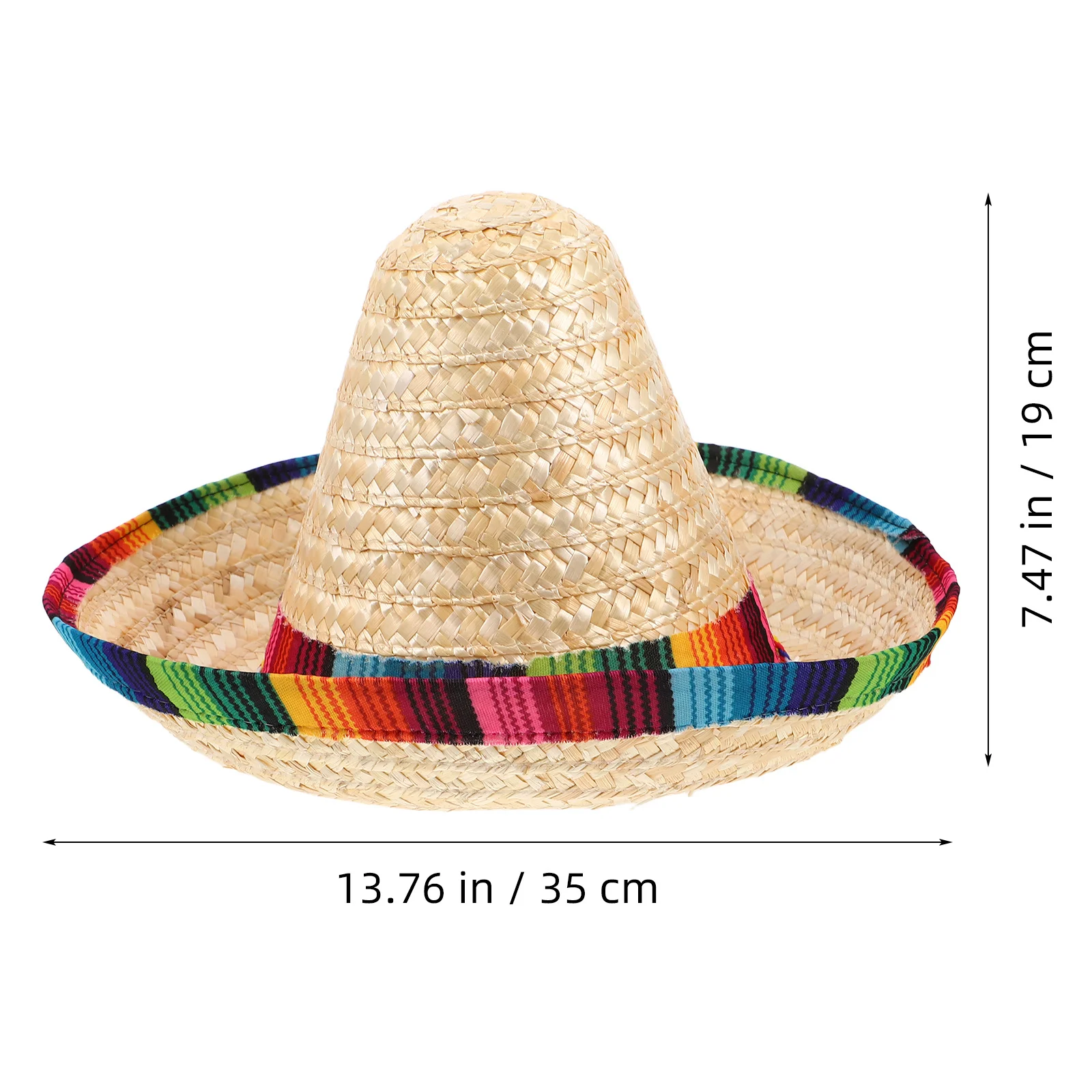 Mexican Straw Hat Diameter 43 Cm Vibrant Color Design Lightweight Flexible Halloween Fiesta Carnival Party Accessory
