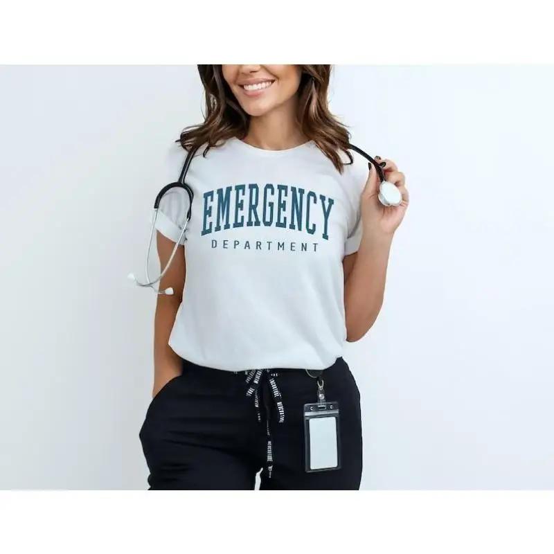 

Vintage Emergency Department T-shirt for Women Men Collegiate Style Nurse Doctor Graphic Tee Medical Field Appreciation Gift