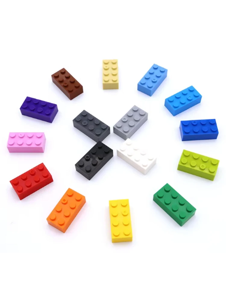 40pcs DIY Building Blocks Thick Figures Bricks 2x4 Dots Educational Creative Size Compatible With 3001 Plastic Toys for Children