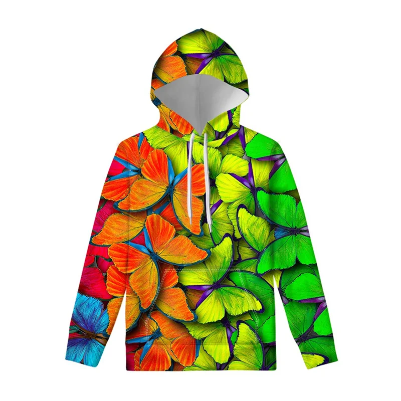 Herbst bunte Schmetterling 3D-Druck Hoodies Männer Frauen Mode lässige Sweatshirts übergroße Hoodie Pullover Trainings anzug Kleidung