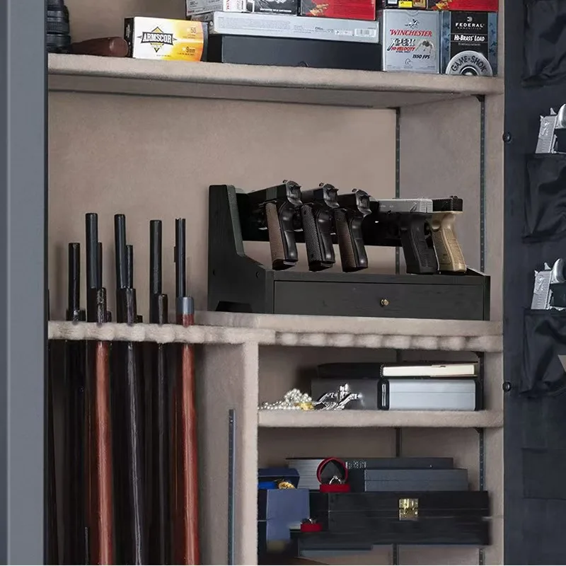 Estante de pistola negro de 17 pulgadas hecho de madera para M4 M1911 Glock G17 G19 G22 G43X 1911 USP Sig Sauer P226, accesorio táctico de caza