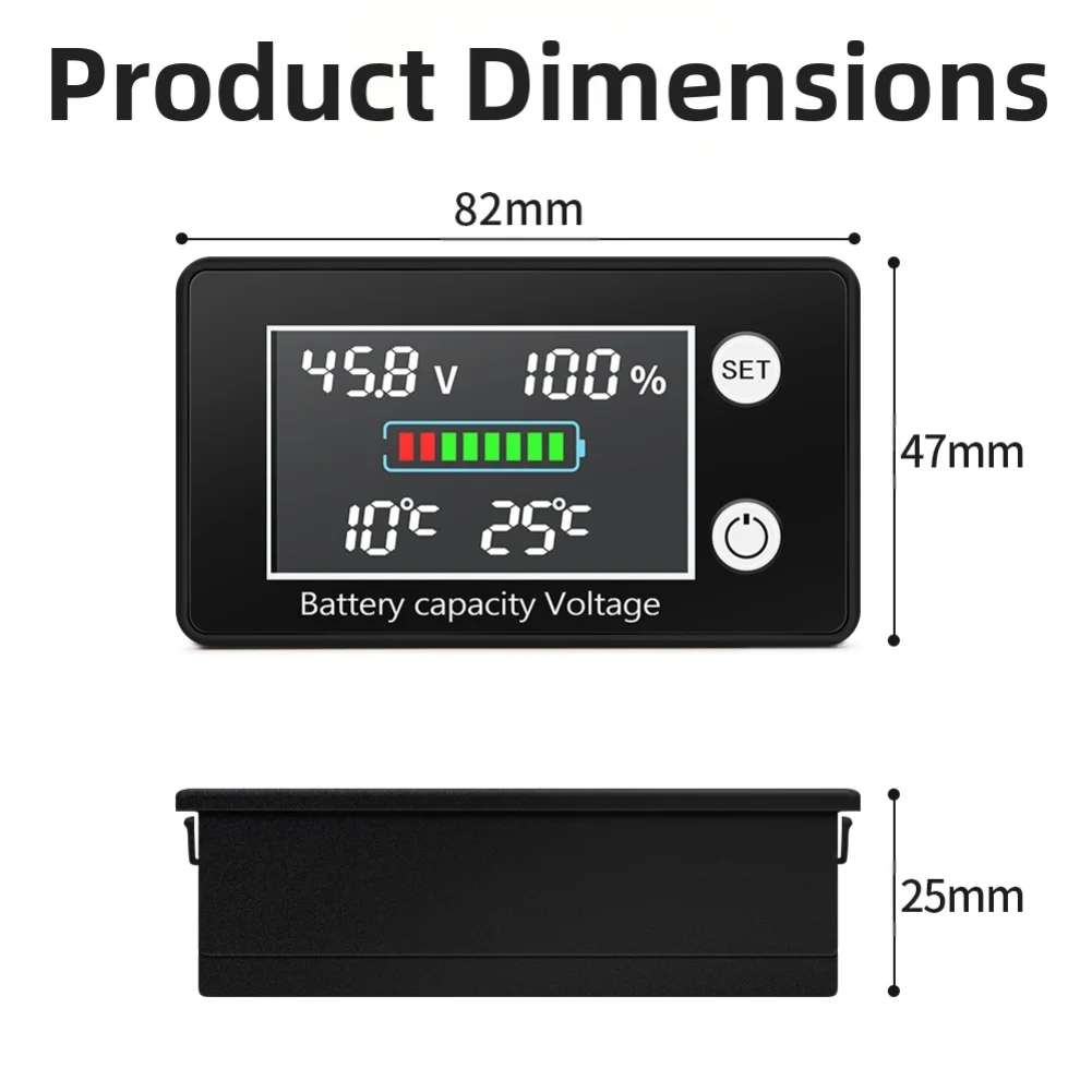 DC 10V-100V Voltmeter Thermostat Temperature Control Voltage Display For Ternary Lithium Acid Battery Test Meter Tool