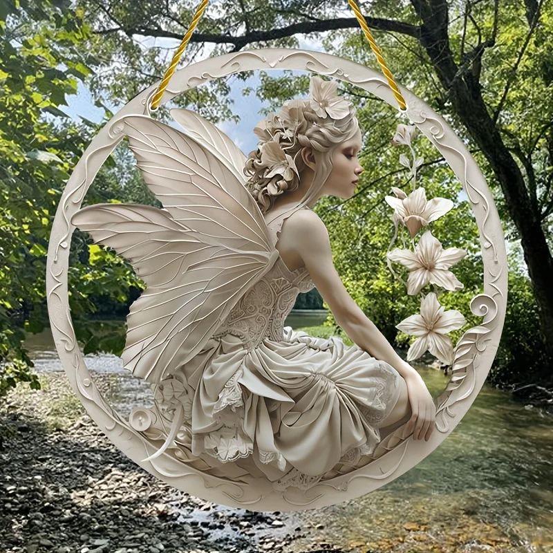 Glam Style Acrylic Angel Girl Sun Catcher Decorative Sign&Plaque-Wall Hanging,3D Art for Home,Room,Bedroom-Multipurpose Angel