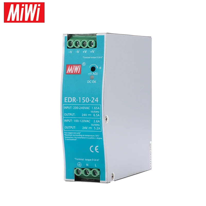 AC/DC Mini Size 150W Industrial DIN Rail Power Supply 24V SMPS EDR-150-24