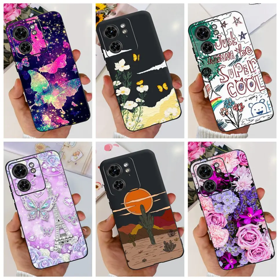 For Motorola Edge 40 Case XT2303-2 Cute Cat Black Silicone Soft TPU Shockproof Bumper Bag For Moto Edge40 Phone Back Cover Funda