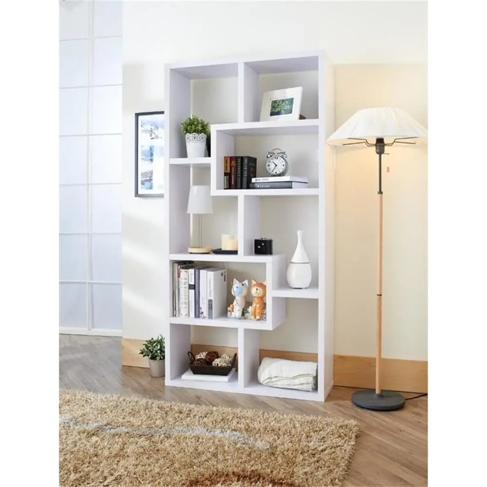10-Shelf Bookcase White 35