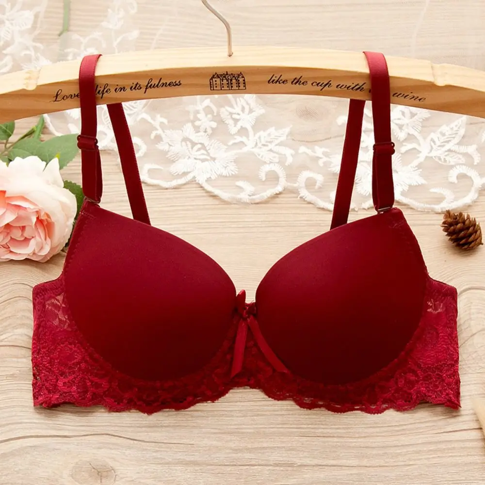 Adjustable Mesh Lace Deep V Bra Shockproof Anti-sagging Underwear Women Intimates Sweet Push Up Bras Girl