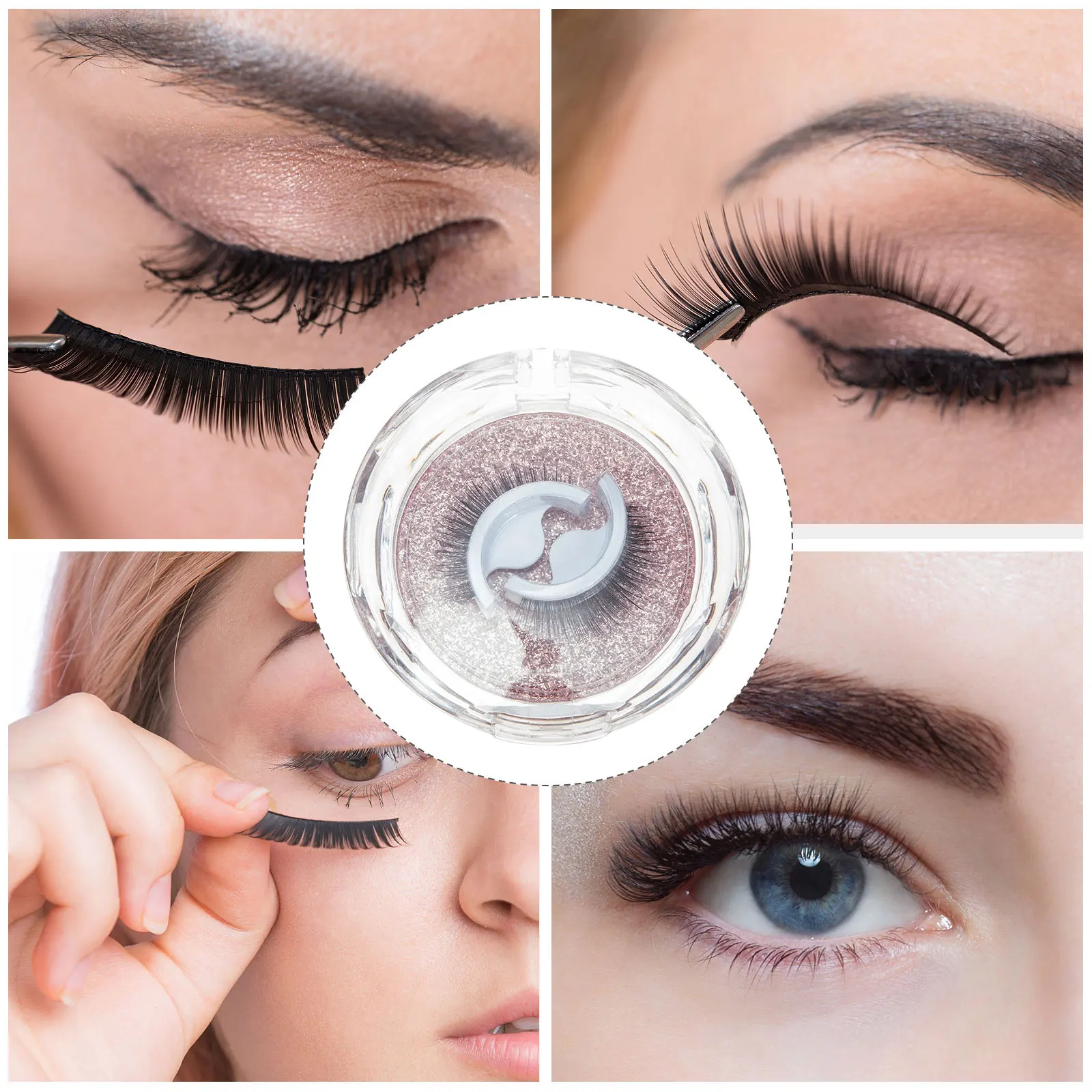 

2Pairs Reusable Fake Eyelashes Handmade Flexible Cotton Band Vivid Shiny Extension Lashes for Women Party Eye Accessories