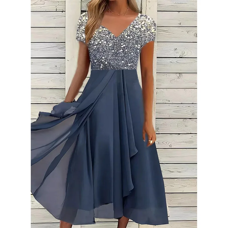 

Casual Women'S Plus Size Summer Long Dress Large Size Elegant Lace Patchwork Beach Sundress Holiday Evening Party Maxi Dresses