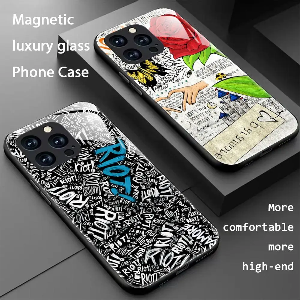 P-Paramore R-RiotES Punk Hot Phone Case For iPhone 16 15 14 13 12 11 X XR XS 8 Plus Mini Pro Max Glass Magnetic Phone Case