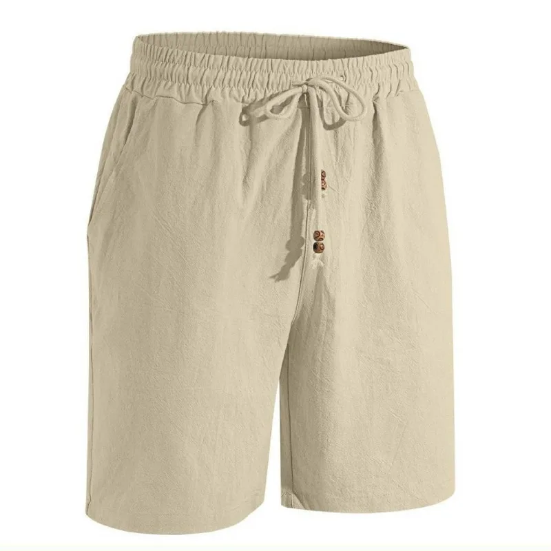 

KIDWHXR Men Knee-length Pant Summer Thin Breathable Loose Straight Male Casual Shorts Simple Drawstring Sport Man Shorts