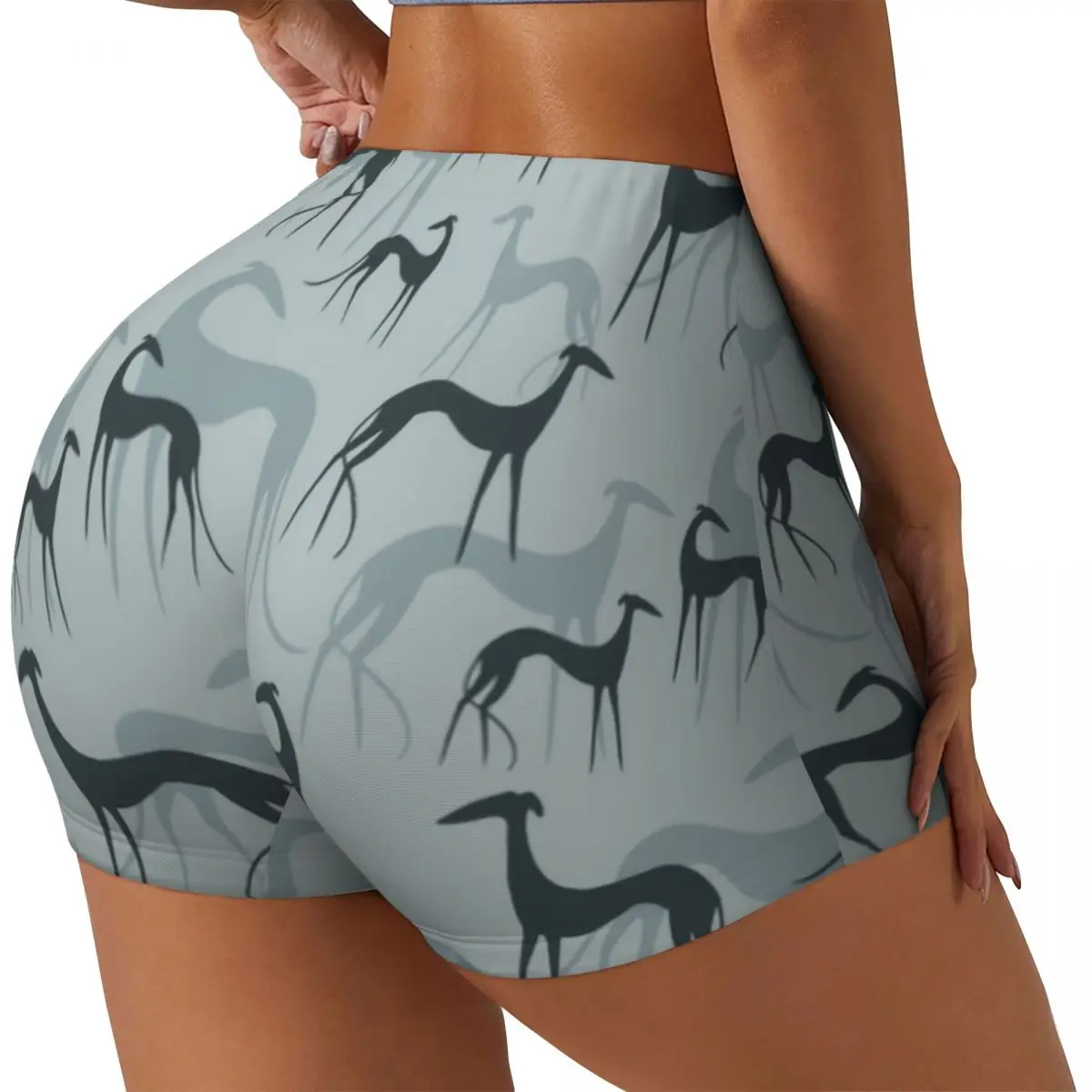 Custom Greyhound Galgos Dog Volleyball Biker Workout Shorts Women Whippet Sighthound Gym Athletic Yoga Shorts