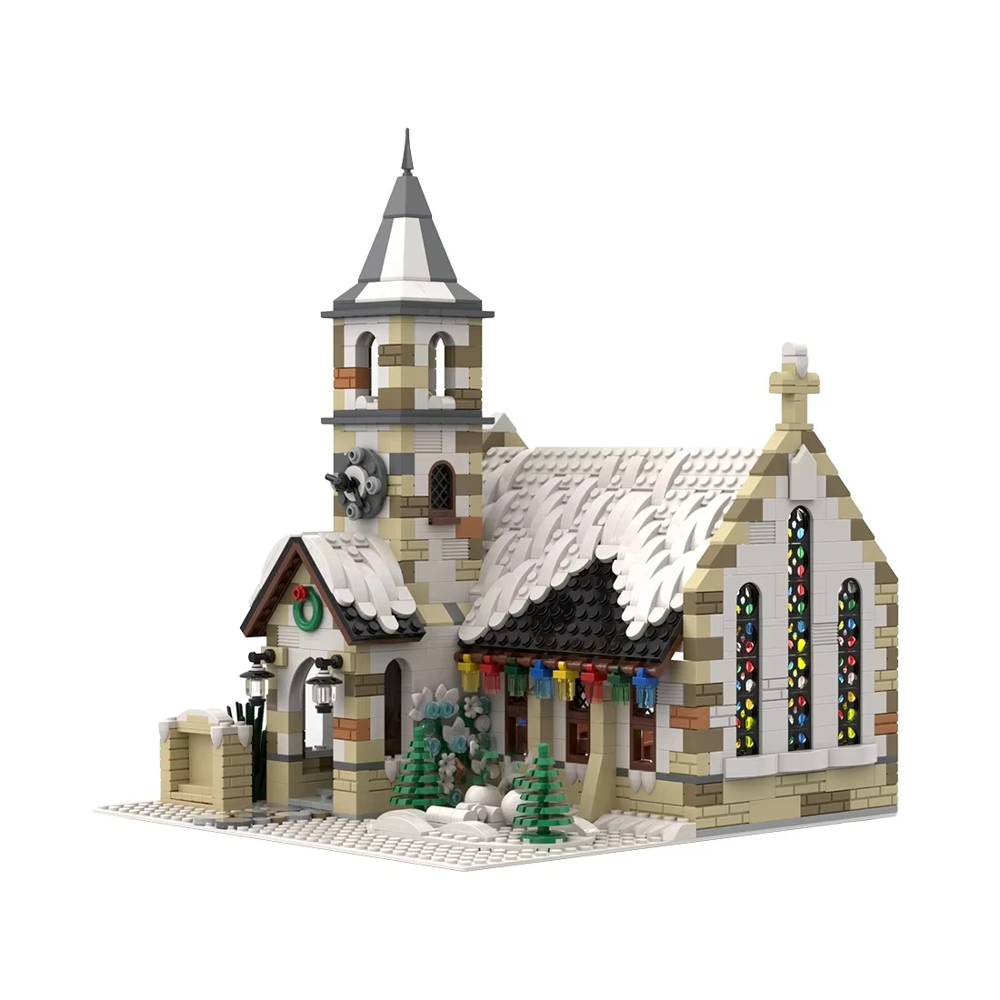 Winter Village Series Ancient old Britain Church Building Modularization Building Block Assembly Model Brick Children's Toy Gift