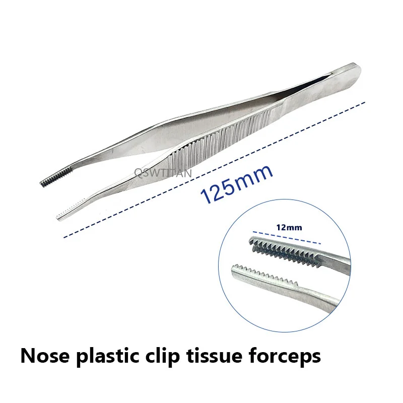 Pinça de cartilagem para cirurgia nasal de titânio, 12cm, aço inoxidável, clipe de plástico para nariz, fórceps de tecido