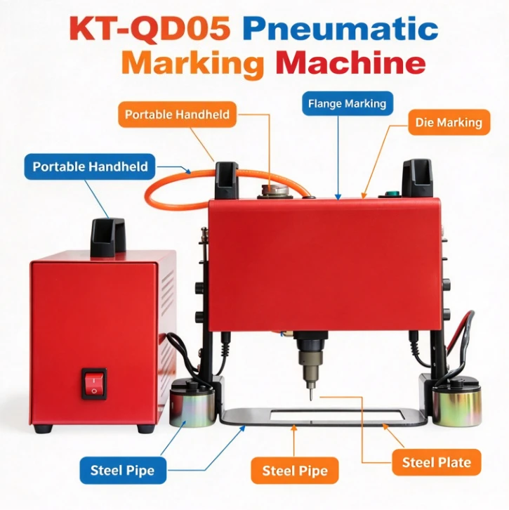 KT-QD05 Portable Pneumatic Marking Machine 120*40MM For Automotive Frame Engine Motorcycle Vehicle Frame Number 220V/110V