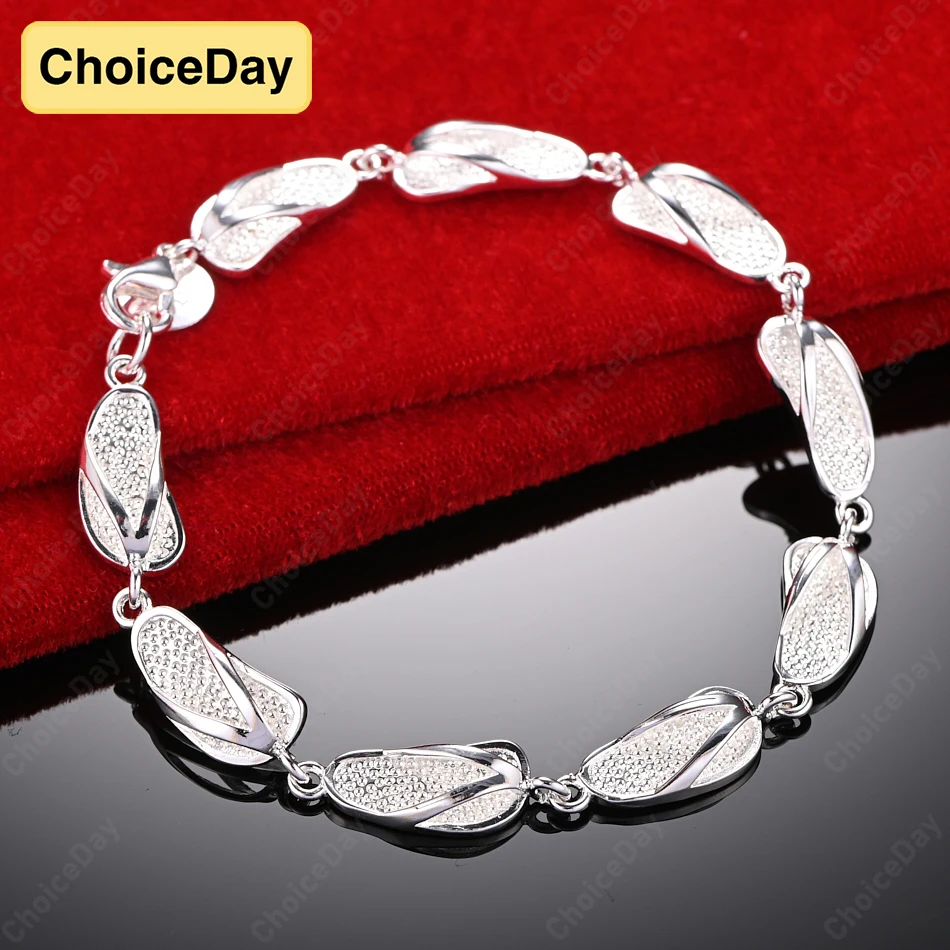 

ChoiceDay 8 Inch 925 Sterling Silver 20cm Fashion Flip Flop Bracelet Women Personalized Accessories Jewelry Party Gift