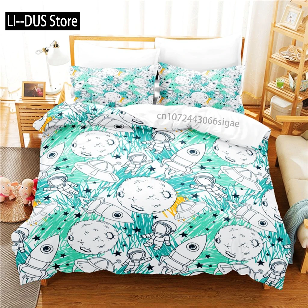 

Astronauts Painting Bedding Set Duvet Cover Set 3d Bedding Digital Printing Queen Size Bedding Set Fashion Design