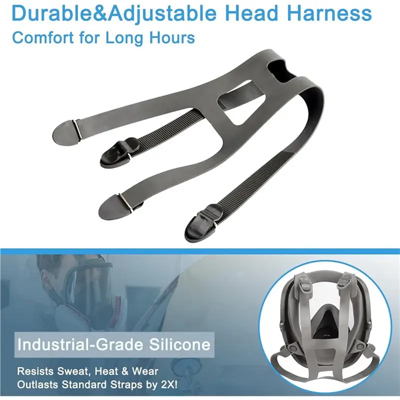 ABIT 8 Pack Head Harness Strap For Full Facepieces 6000 Series Respiratory Protection, 6897/37005 Head Harness Assembly