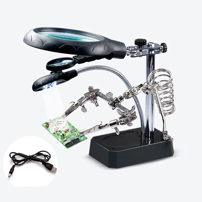 2.5-10X מגדיל זכוכית להלחמה עם קליפס עזר LED מגדיל לופה 3 ב-1 עמיד במים עמיד במים עמיד במים עמיד במים עמיד במים