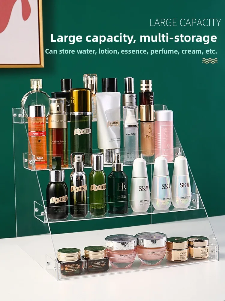 

Акриловый органайзер для косметики: коробка для хранения на туалетный столик, для ухода за кожей, помад, масок, настольный органайзер для спальни