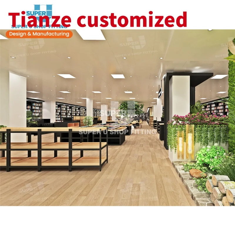 (customized)Custom Book Store Furniture Stationery Shop Display Layout Store Fixtures Floor Plan 3D Stationery Shop Interior Des