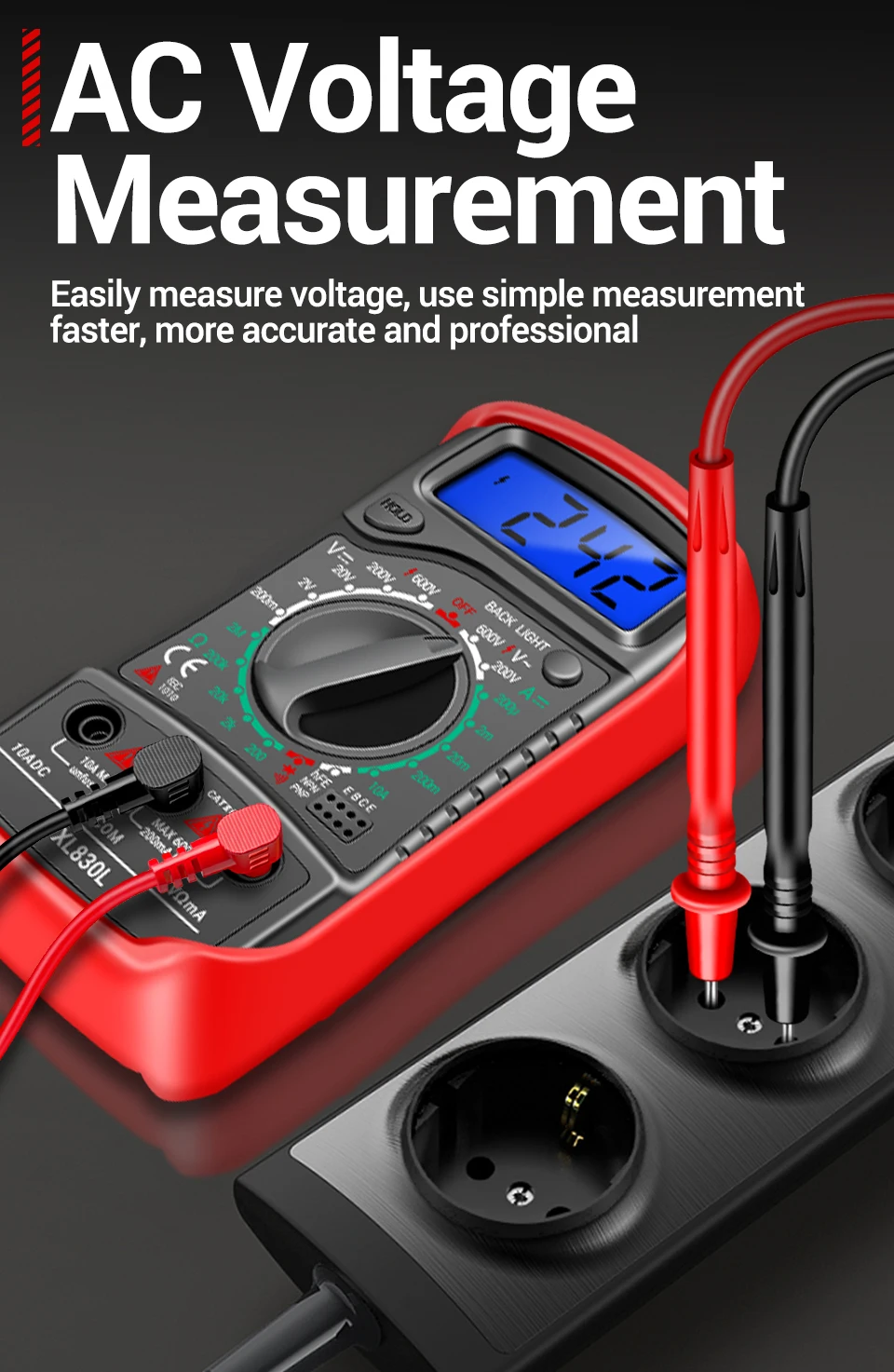 ANENG XL830L Fahrzeug-Stromkreis-Reparatur-Multimeter AC/DC Voltmeter Strom-Dioden-Trioden-Messgerät Tester 1999 HFE Transistor-Testwerkzeuge – Detail 8